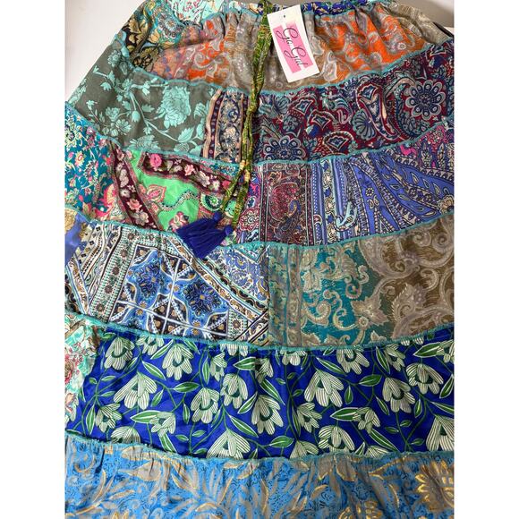 Mixed-Patchwork maxi skirt with pockets- One Size - Picture 4 of 6